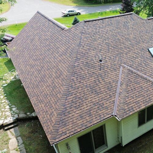 view from above of a shingle roof