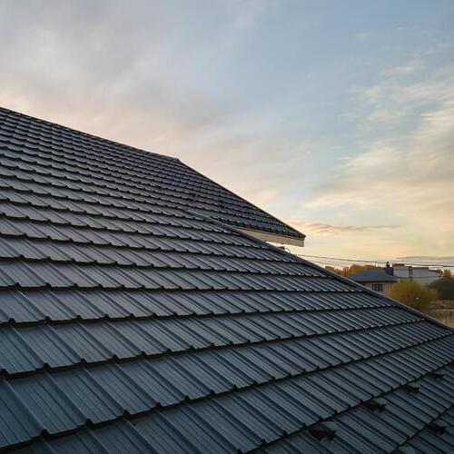 closeup of a synthetic slate roof